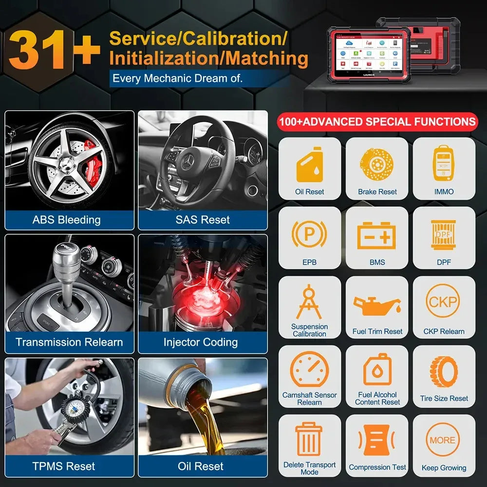 LAUNCH X431 PRO ELITE 8 inch Car Diagnostic Tools Auto OBD OBD2 Scanner All System CAN FD/DOIP Active Test 31 Reset ECU Coding