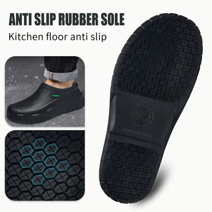 Men's Chef Shoes Waterproof Slip-On Lightweight Soft Anti-Slip Kitchen Hotel Work Shoes Easy to Wear Comfortable Food Service Fo