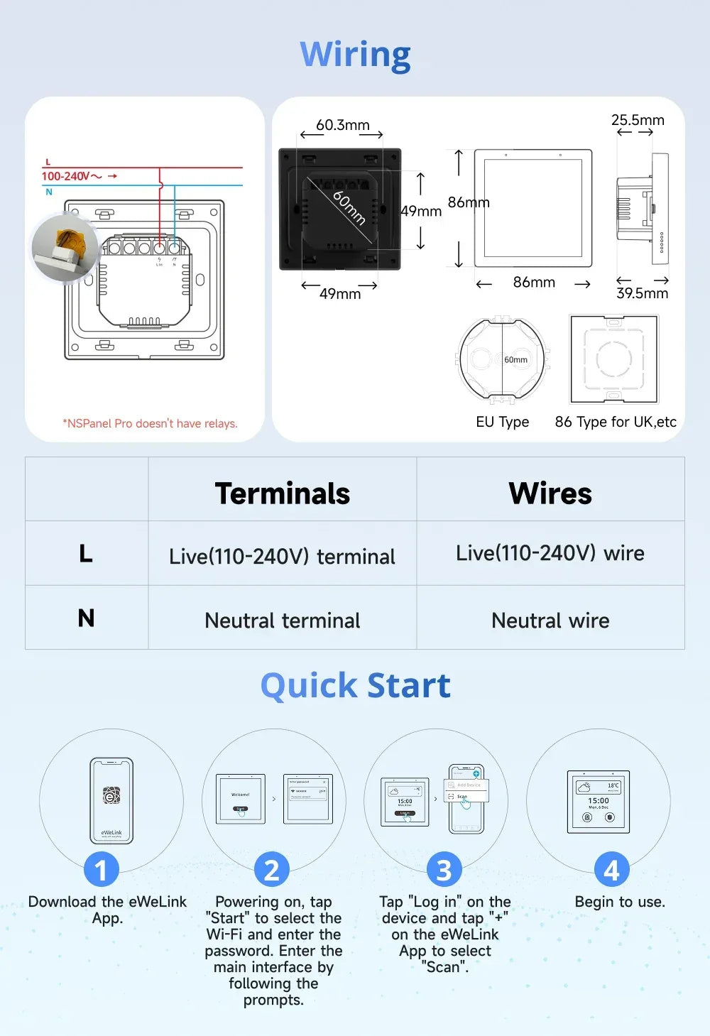 SONOFF NSPanel Pro Smart Home Control Panel Smart Thermostst Power Consumption DIY Switch Module Supports All Sonoff Devices