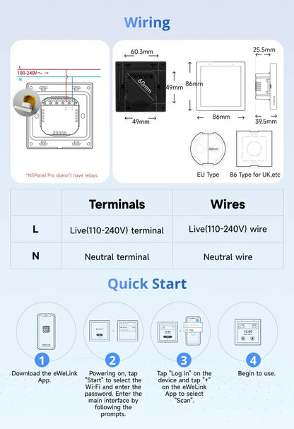 SONOFF NSPanel Pro Smart Home Control Panel Smart Thermostst Power Consumption DIY Switch Module Supports All Sonoff Devices