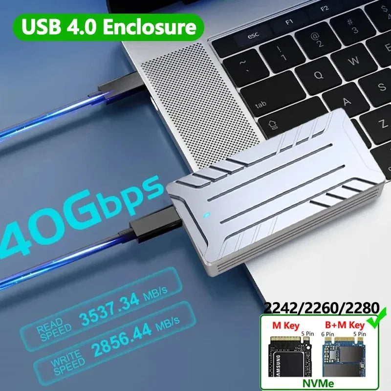 40Gbps USB 4.0 SSD Enclosure Thunderbolt USB-C M.2 NVMe SSD Case Compatible with USB 3.2/3.1/3.0 For Macbook iPad Phone Laptop