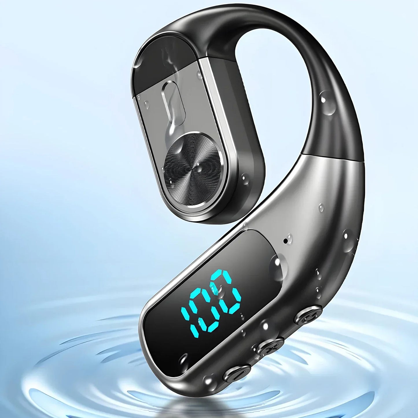 Wireless Bluetooth-compatible Headset Digital Display Bone Conduction Concept Business Ear-mounted Earphones