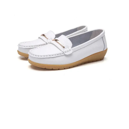 2025 New Genuine Leather Shoes Woman Slip On Women Flats Moccasins Women's Loafers Spring Autumn Mother Shoe Big Size 35-44