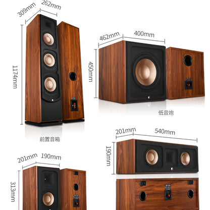 1600W High-power 5.1 Amplifier DTS Decoding HD Lossless 5.1 Home Theater Audio Set Home Surround Floor Passive Speaker Bass