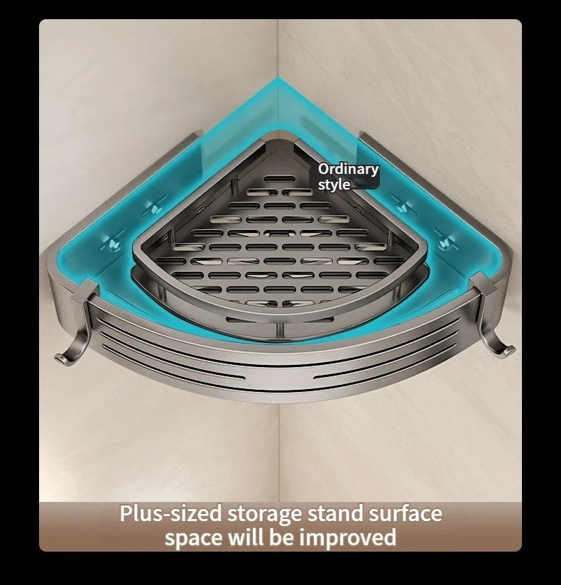 No Need To Drill Walls for Installation Aluminum Bathroom Shelf Shelves Shampoo Rack Storage Holder Kitchen Organizer Wall Rack