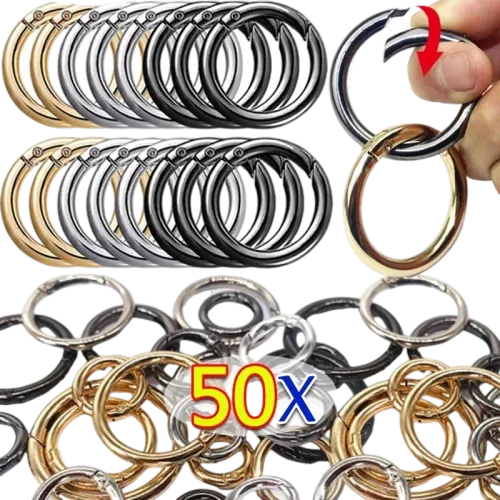 10/50pcs Metal O Ring Spring Clasps for DIY Jewelry Openable Round Carabiner Keychain Bag Clips Hook Dog Chain Buckles Connector