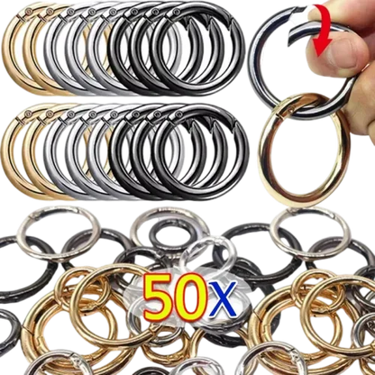 10/50pcs Metal O Ring Spring Clasps for DIY Jewelry Openable Round Carabiner Keychain Bag Clips Hook Dog Chain Buckles Connector