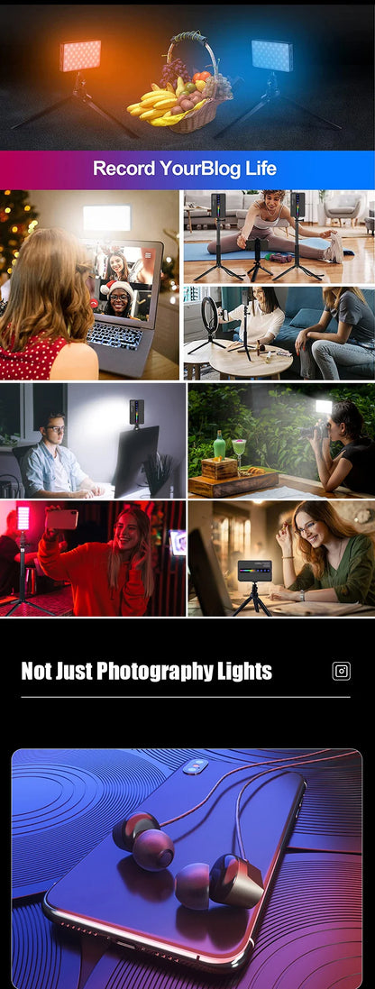 COOL DIER 2026 New RGB Light LED Video Light Photography Fill Camera Lighting LCD Display Cold Shoe For Vlog Live Streaming DSLR