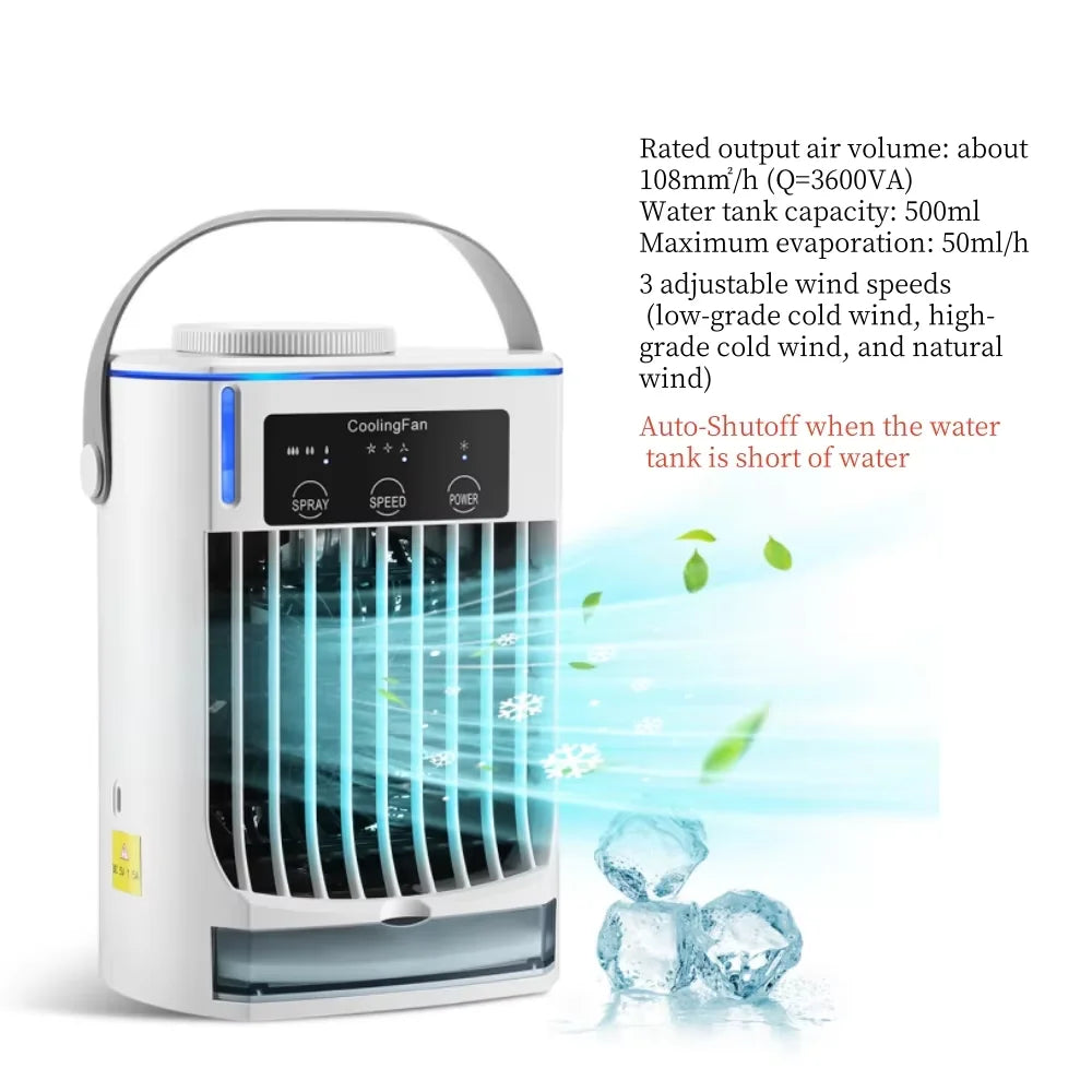Mini Portable Air Conditioner Fan, Personal Water Cooling Air Cooler Fan, Mobile Small Conditioning Fan for Room Office Cars