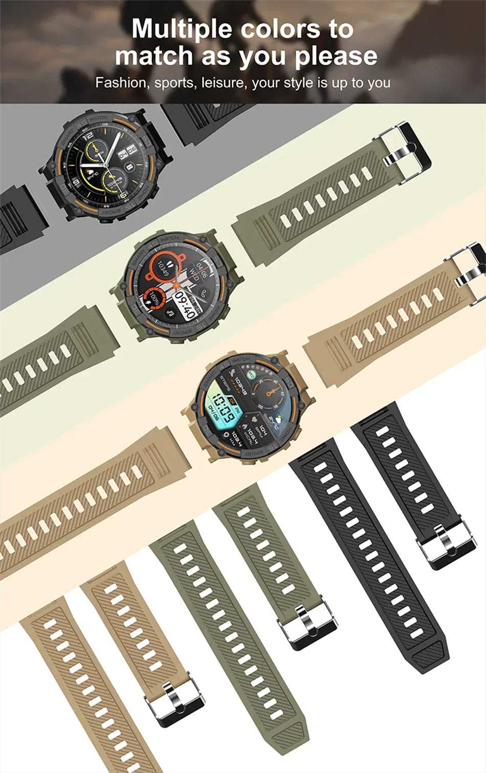 2025 New Sport Smart Watch Men 360*360 HD Screen Flashlight Health Monitoring IP68 Waterproof Heart Rate BT Call Smartwatch Man