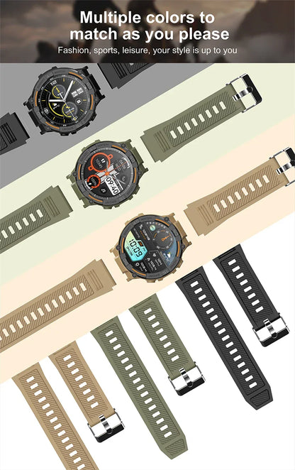 2025 New Sport Smart Watch Men 360*360 HD Screen Flashlight Health Monitoring IP68 Waterproof Heart Rate BT Call Smartwatch Man