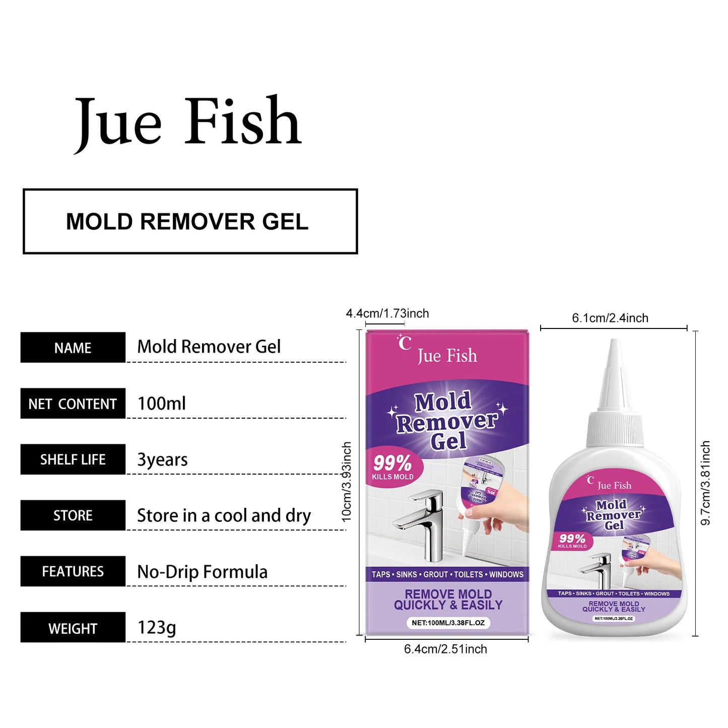 Mold Remover Gel Active Mildew Cleaner Wall Tile Grout Stain Removal Multipurpose Household Bathroom Kitchen Deep Cleaning Gel
