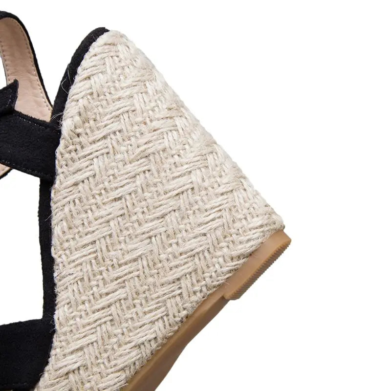REAVE CAT Brand Women Sandals Open Toe Flock Suede Wedges 11cm Platform Buckle Strap Big Size 44 45 46 Soft Leisure Daily Shoes