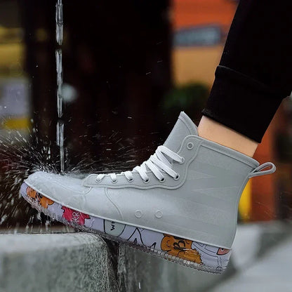 Men Rain Boots Fashion Trendy Nude Boots Anti-skid Work Chef Shoes Durable Waterproof Rubber Fishing Shoes Male Sneakers 2023New