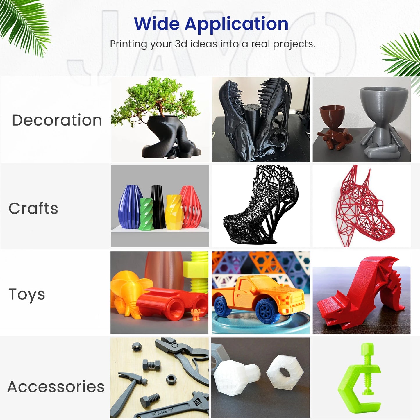 JAYO PETG/PLA+/SILKPLA/PLAMeta/PLAMatte/ABS/ PLA Filament 1.75mm 1.1/0.65KG 3D Printer Filament For FDM 100% No Bubble Mix Color