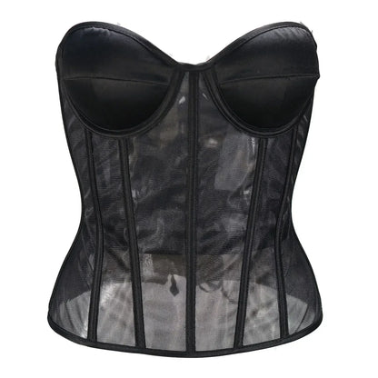 Sexy Thin Body Shaper Underwear Corset Waist Trainer Lingerie Lace Corsets Perspective Mesh Shapewear Women Fashion Clothes Faja