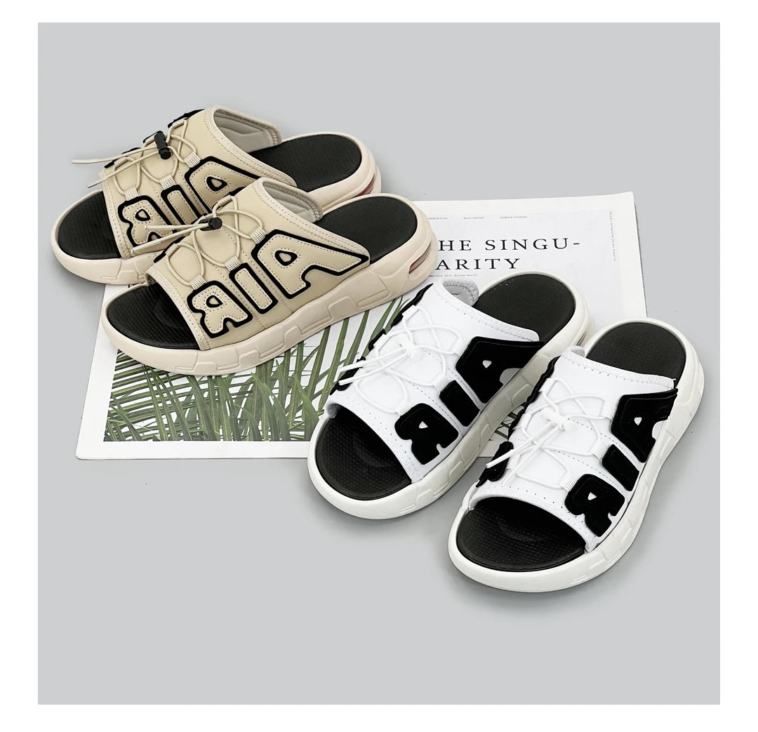 Air Cushion Slippers Summer Men Sandals Thick Sole Beach Slippers Flats Cloud Slides Sports Slippers Outdoor Man Sneaker Shoes