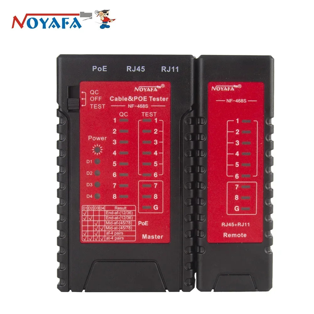 NOYAFA NF-468S Network Cable Tester RJ11 RJ45 Wire Detector Cat5 Cat6 Cable/Wire Continuity Detectors Fault Point Tester