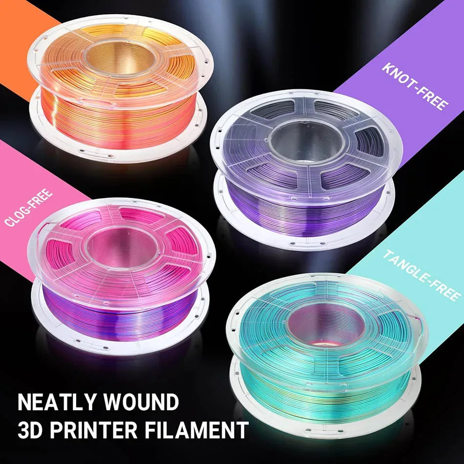 JAYO 10Rolls SILK PLA+ 3D Filament 1.75mm SILK PLA Rainbow  Filament for FDM 3D Printer SILK Dual & Triple 3D Printing Materials