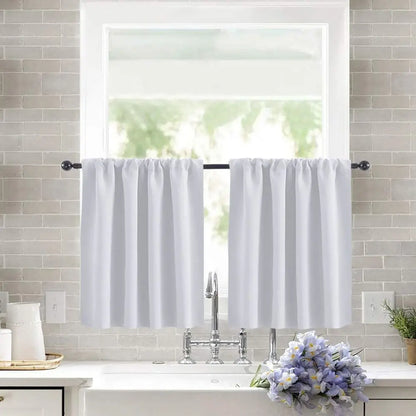 Pure Color Short Tier Curtains for Small Window Treatment Durable Short Blackout Curtain Washable Half Window Curtains