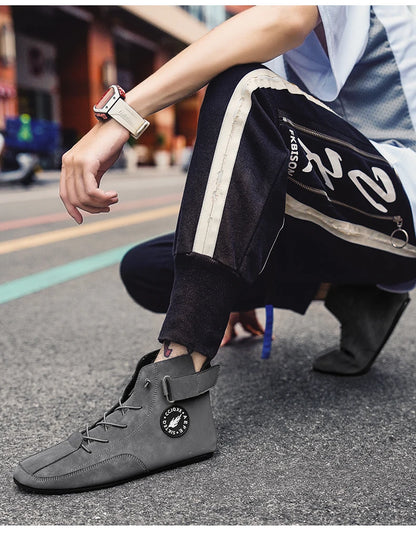 YRZL Men's Shoes Ankle Boots Lightweight Anti-slip Man Casual Walking Shoes Soft Soles Comfortable Breathable Blue Shoes for Men