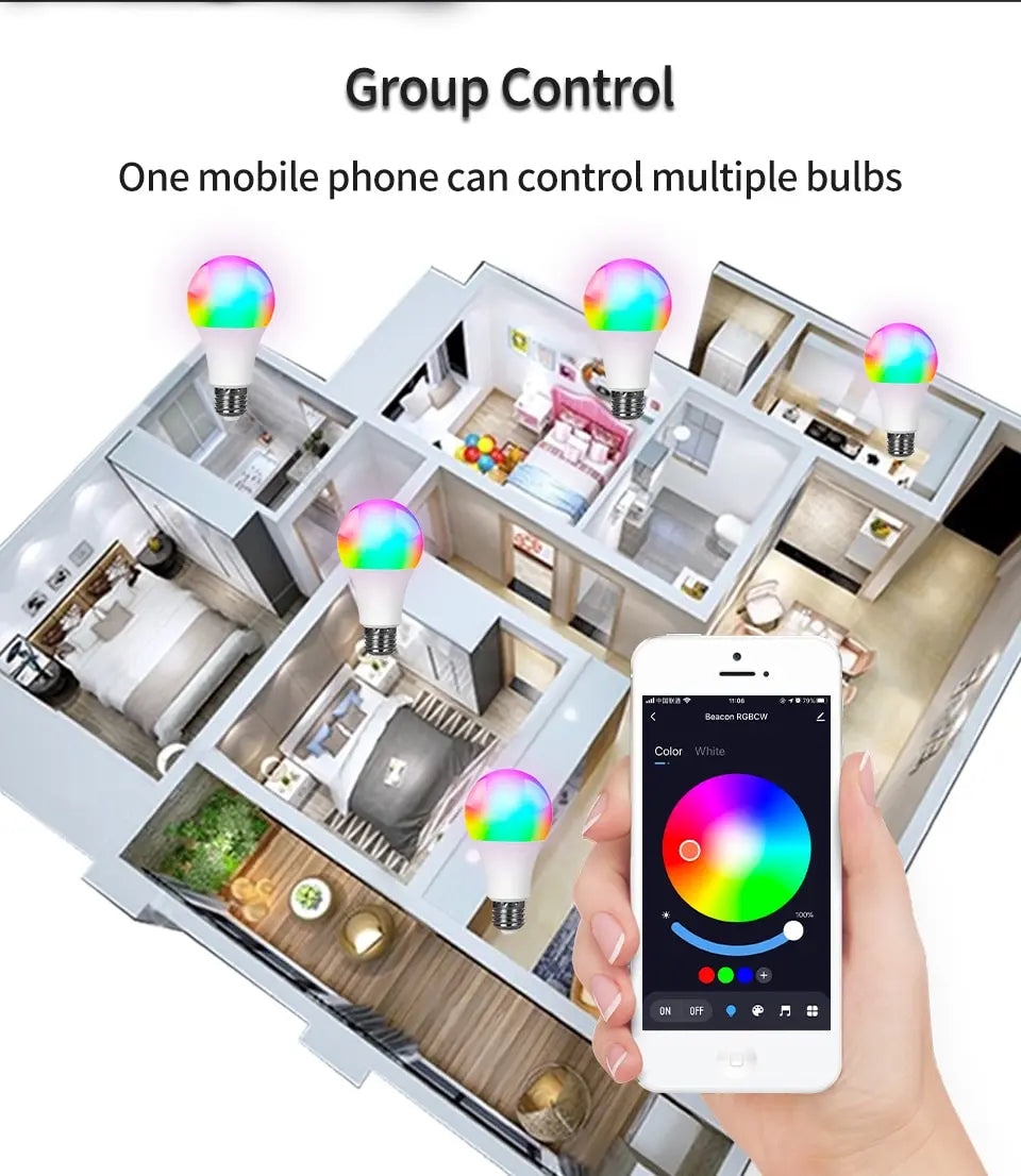 E27 Tuya Smart Light Bulbs RGB e27 Led Bulb AC 10W 12W 15W 18W Smart Home Zigbee Lamp Works With Alexa Google Home Smartthings