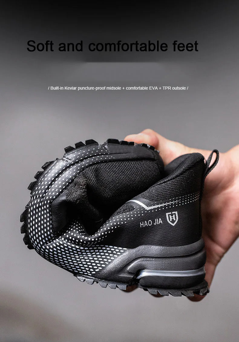 Oulylan Puncture Proof Work Safety Boots Man Breathable Work Shoes Male Men's Fashion Safety Shoes  Steel Toe Sneakers