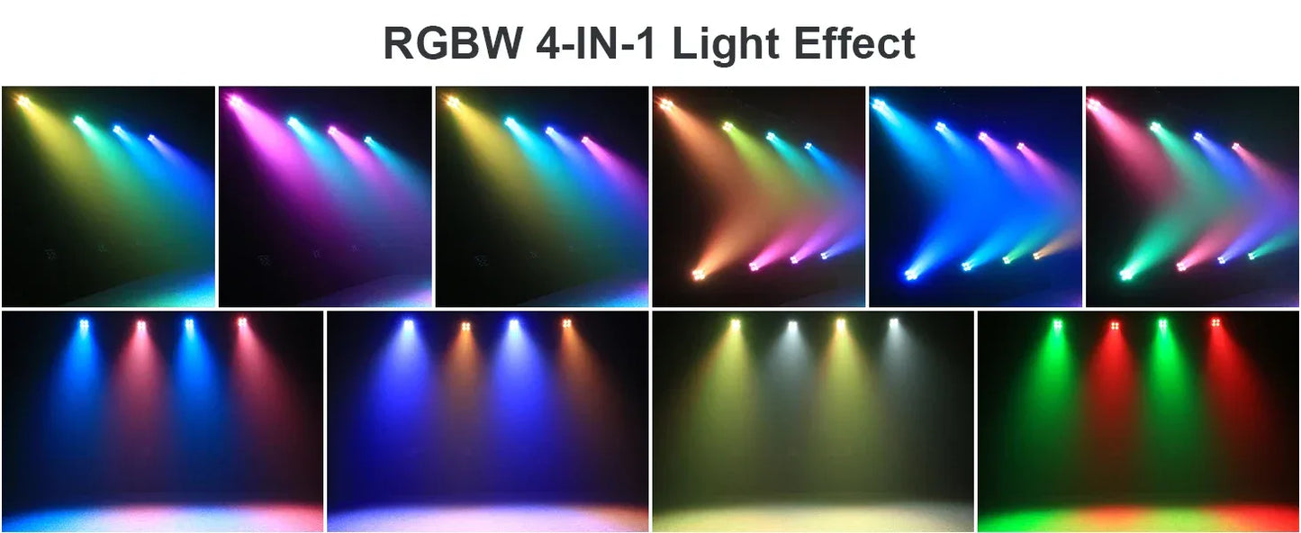 Yiflamefly 30W Par Lights 4x8W LED RGBWYP+CYAN DJ Light Remote & DMX Controlled Stage Light For Wedding Party Club Disco