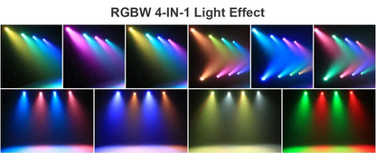 Yiflamefly 30W Par Lights 4x8W LED RGBWYP+CYAN DJ Light Remote & DMX Controlled Stage Light For Wedding Party Club Disco
