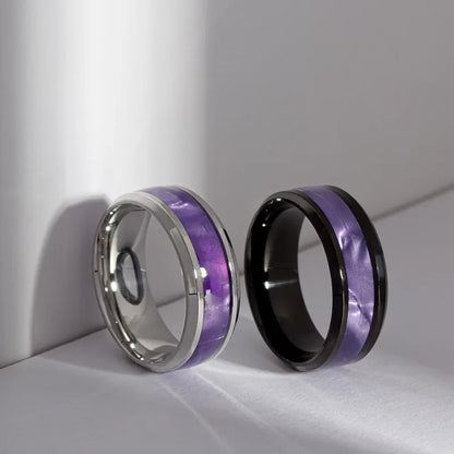Elegant Purple Titanium Steel Couple Rings Fashion Jewelry for Women Men Valentine's Day Gift Sizes 6-13