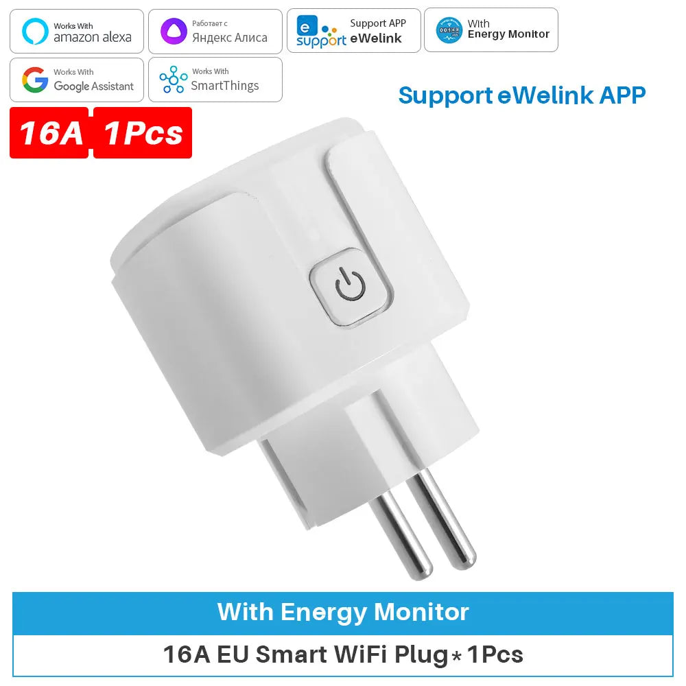 eWelink 16A/20A Smart Plug WiFi EU Socket With Power Monitoring Timing Function Support Alexa Google Home Alice SmartThimgs IFTT