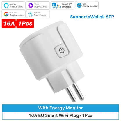 eWelink 16A/20A Smart Plug WiFi EU Socket With Power Monitoring Timing Function Support Alexa Google Home Alice SmartThimgs IFTT