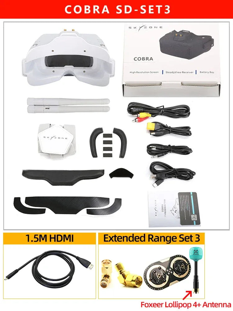 SKYZONE COBRA SD FPV Goggles 5.8G 48CH Diversity Receiver Screen Head Tracker Helmet 4.3inch LCD 800X480 For FPV RC Drone