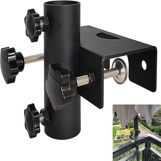 Support de parasol compact pour balcon et jardin, doté d'une pince robuste pour un maintien sûr et une installation facile.