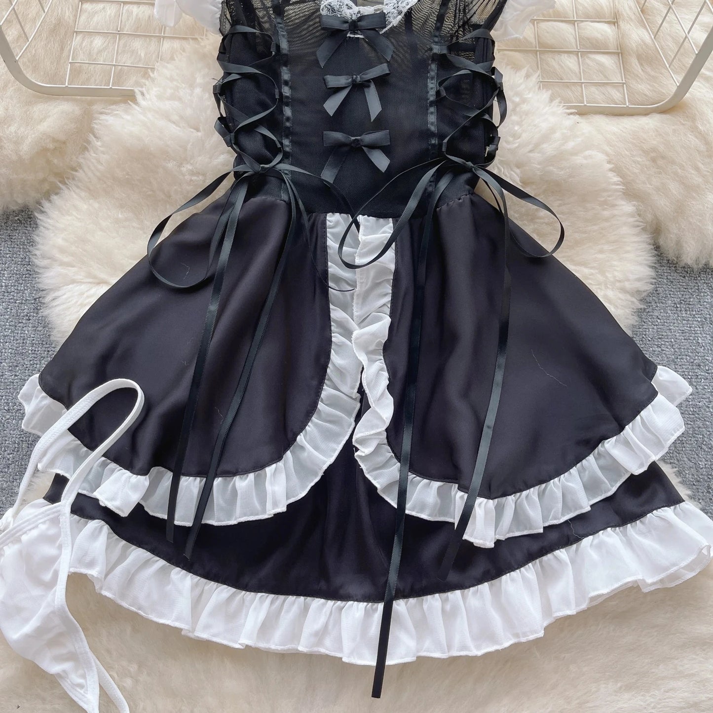 Tenue de soubrette kawaii transparente, lingerie cosplay anime, chat mignon, Lolita, lapin sexy, costumes d'Halloween, robe de princesse en dentelle, nouvelle