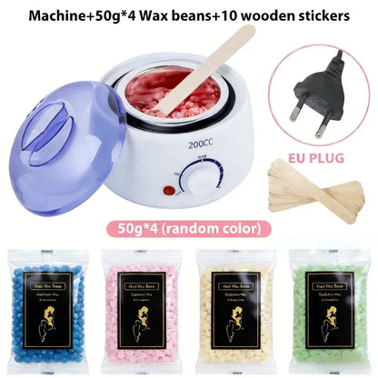 200CC Wax Heater Warmer Hair Removal Machine For Hand Foot Body SPA Epilator Paraffin Wax Pot +Wax Beans + Wood Sticks