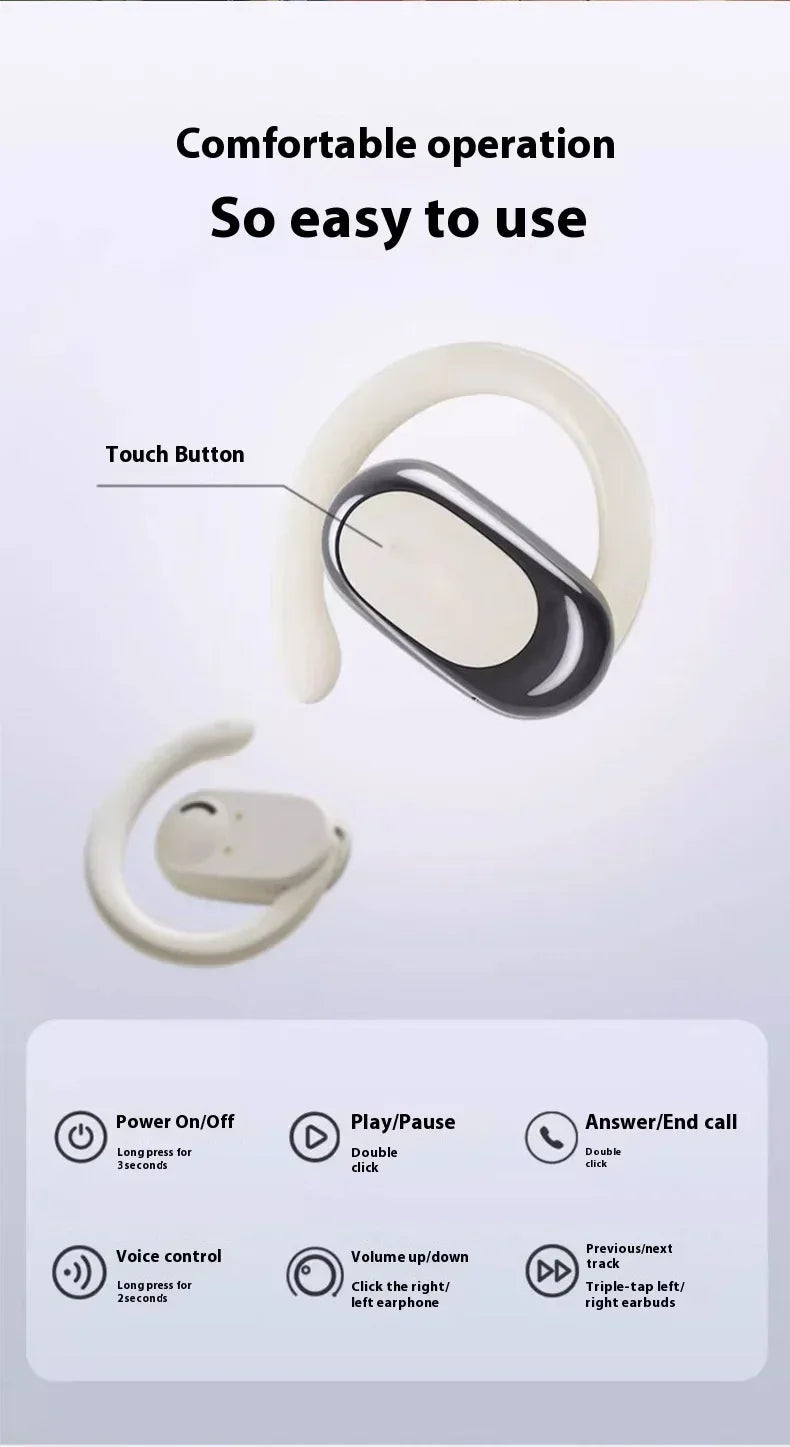 OWS Headphones Over-Ear Open-Ear Wireless Bluetooth Earphones Style Noise Cancellation Rotatable Feature With Mic Portable Audio