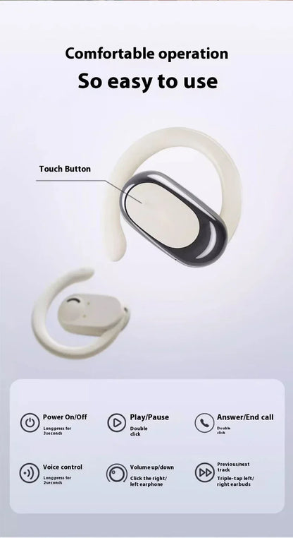 OWS Headphones Over-Ear Open-Ear Wireless Bluetooth Earphones Style Noise Cancellation Rotatable Feature With Mic Portable Audio
