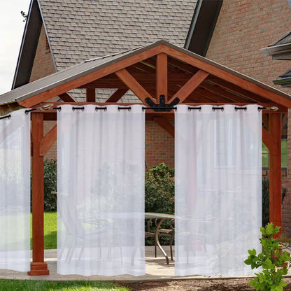 1 Pcs Outdoor Waterproof Sheer Curtain Translucent Bedroom Indoor Blackout Curtain Porch Pergola Patio Pavilion Terrace Curtains