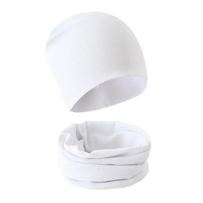 1-14Y Autumn Winter Solid Color Soft Warm Outdoor Activities Cap Scarf for Girls and Boys Infant Hats Set Children Beanies Cap