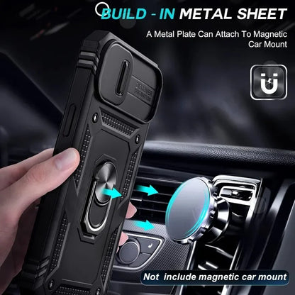 Case For iPhone 17 16 16e 15 14 13 12 11 Pro Max Plus Mini XS XR 8 Plus 8 7 SE Heavy Duty with Camera 360 Degree Kickstand Cover