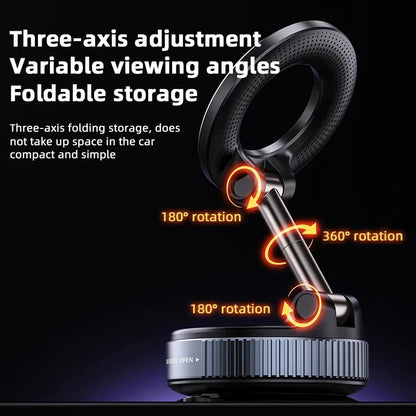 K007 Strong Magnetic Car Phone Holder Foldable Design 360° Adjustable Vacuum Mount for Car/Desk/Bathroom/Universal Use