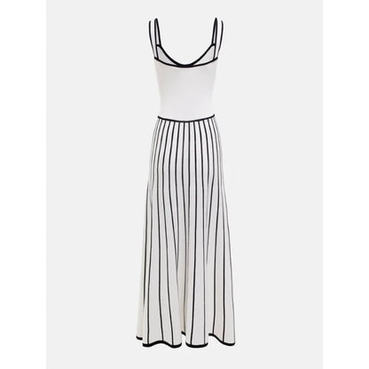 Tossy Striped Knit Backless Maxi Dress Women Slim Contrast Strapless Fashion Elegant Party Dress 2024 Knitwear Female Long Dress