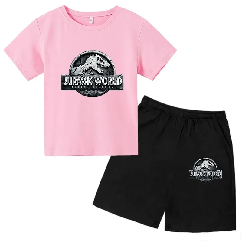 Summer Short Sleeve T Shirt +shorts 2 Piece Set Children Clothes Luxury Brand Print Sport Casual Fashion Boy Girl Kid Tracksuit