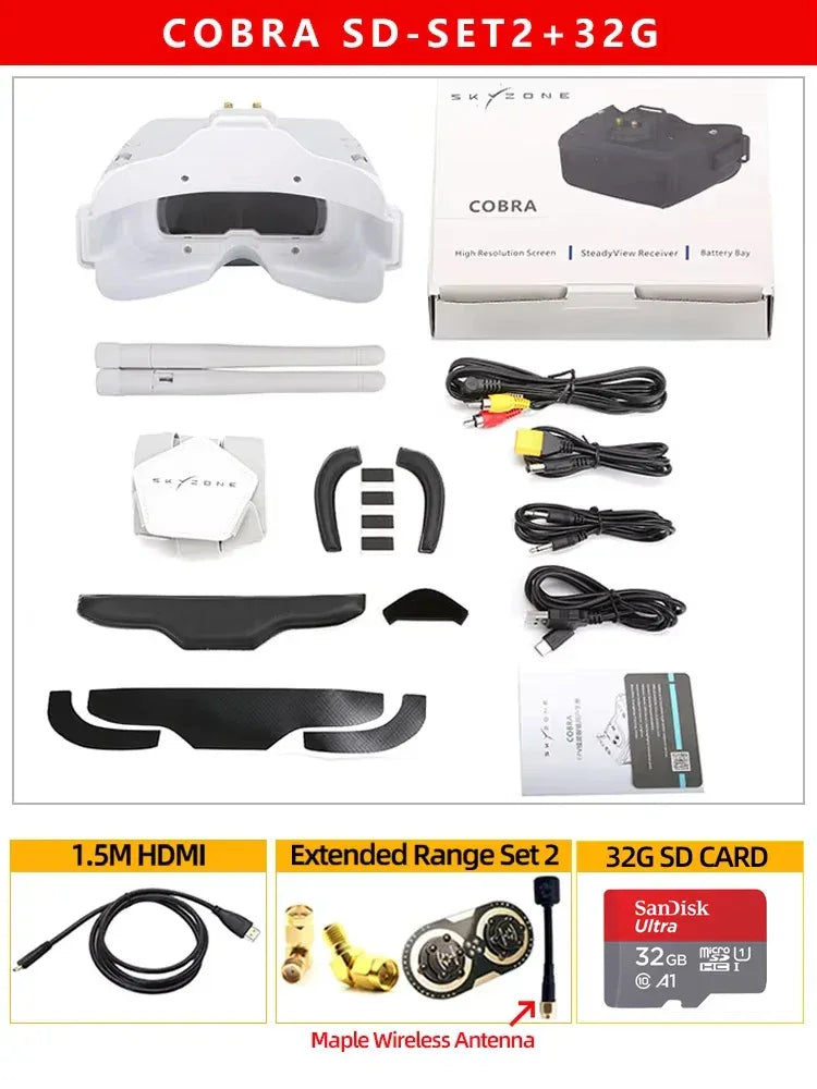 SKYZONE COBRA SD FPV Goggles 5.8G 48CH Diversity Receiver Screen Head Tracker Helmet 4.3inch LCD 800X480 For FPV RC Drone
