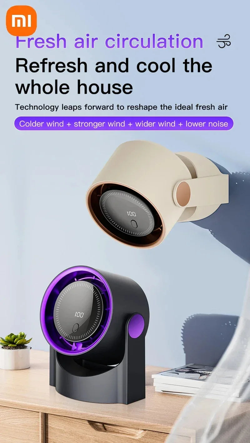 Xiaomi Smart Electric Fan 100 Level Bladeless Fan Portable Small Usb Charge Silent Desktop High-speed Circulating Cooling Fan