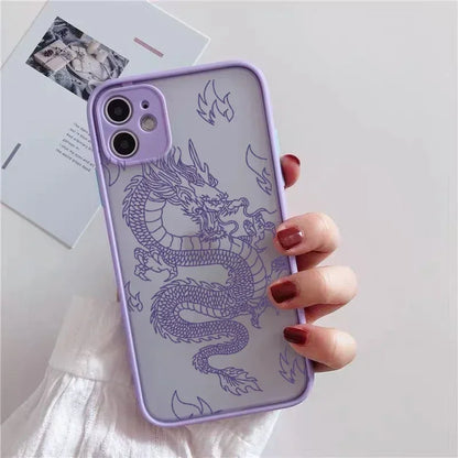 Fashion Purple Dragon Animal Pattern Phone Case For iPhone 16 15 14 13 12 11 Pro Max Mini SE 7 8 Plus Cover Glossy Hard Coque
