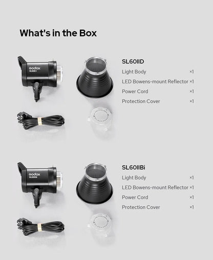 Godox SL60IID SL60IIBi 75W Daylight Bi-color LED Video Light with Bowens Mount for Camera Photography Fill Light CRI 96 TLCI 97