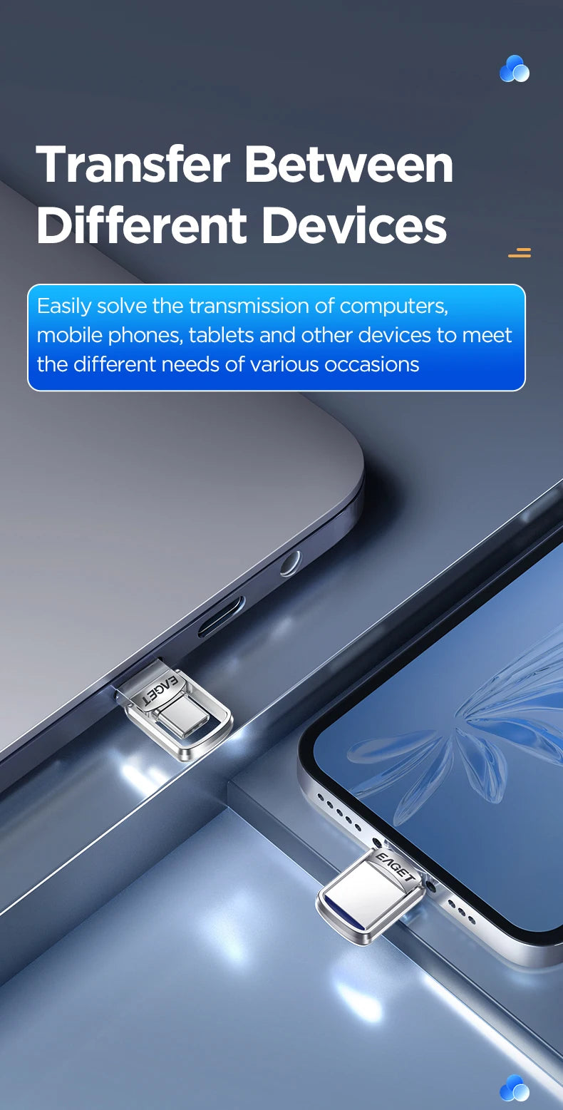 Eaget USB 3.2 Flash Drive 2 in 1 Mini USB and Type C Pen Drive 32GB 64GB 128GB Pendrive Memory Stick Flash Disk for PC Phone