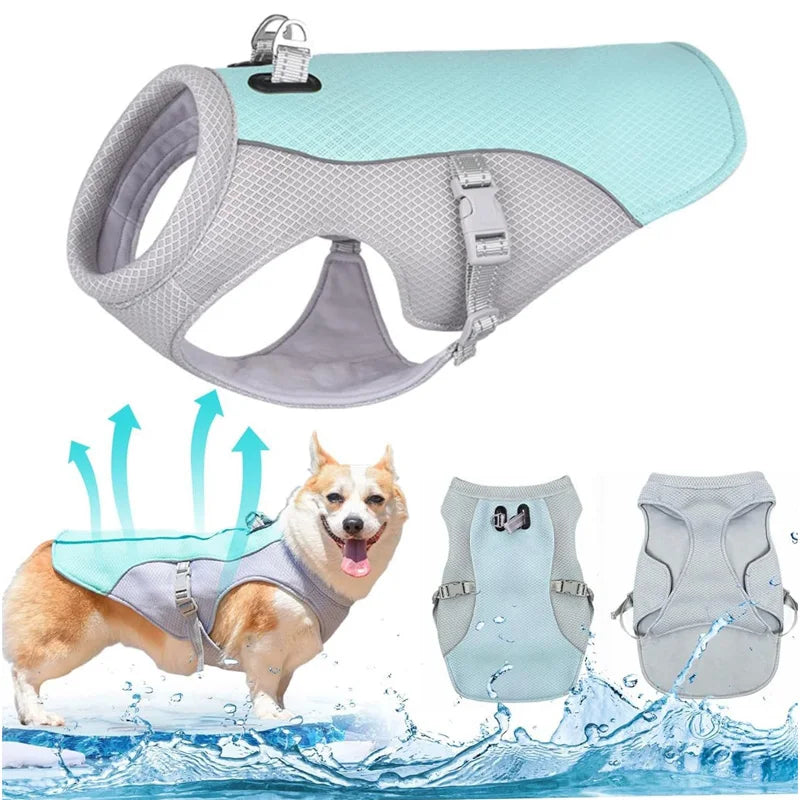 Dog Cooling Vest Dog Harness Cooler Jacket ,Reflective Breathable for Walking Dog Outdoor Camping and Hunting Training